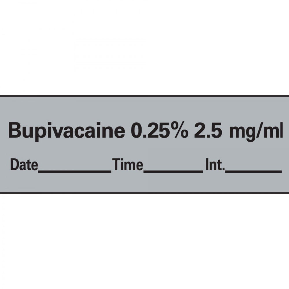 Nesthesia Tape With Date, Time, And Initial Removable Bupivacaine 0.25% 2.5 Mg/Ml 1" Core 1/2" X 500" Imprints Gray 333 500 Inches Per Roll