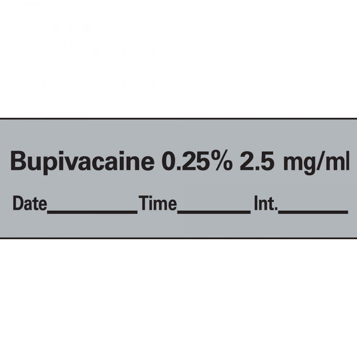 Nesthesia Tape With Date, Time, And Initial Removable Bupivacaine 0.25% 2.5 Mg/Ml 1" Core 1/2" X 500" Imprints Gray 333 500 Inches Per Roll