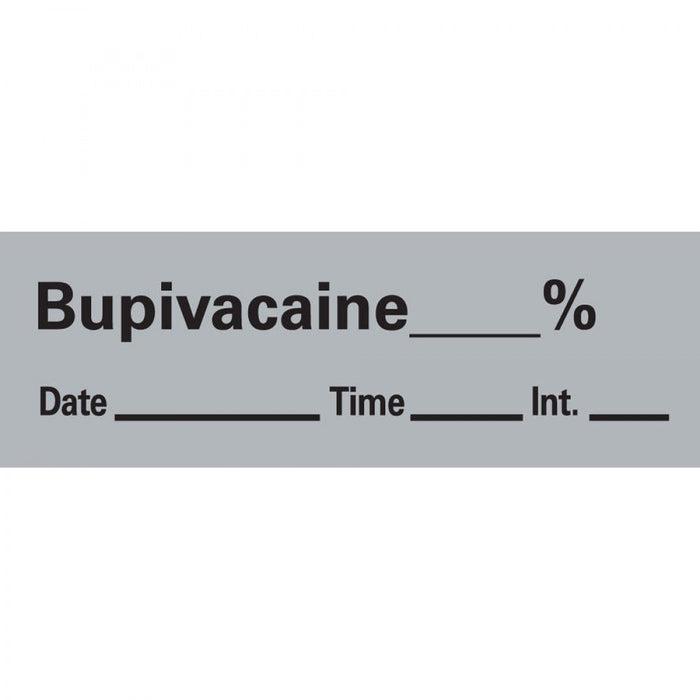 Anesthesia Tape With Date, Time, And Initial Removable Bupivacaine % 1" Core 1/2" X 500" Imprints Gray 333 500 Inches Per Roll