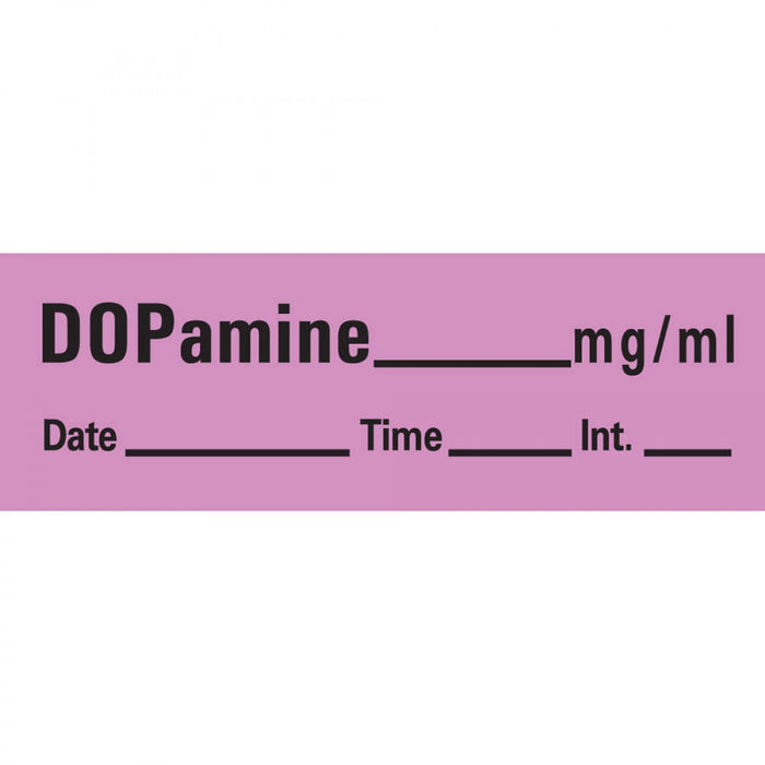 Anesthesia Tape With Date, Time, And Initial Removable Dopamine Mg/Ml 1" Core 1/2" X 500" Imprints Violet 333 500 Inches Per Roll