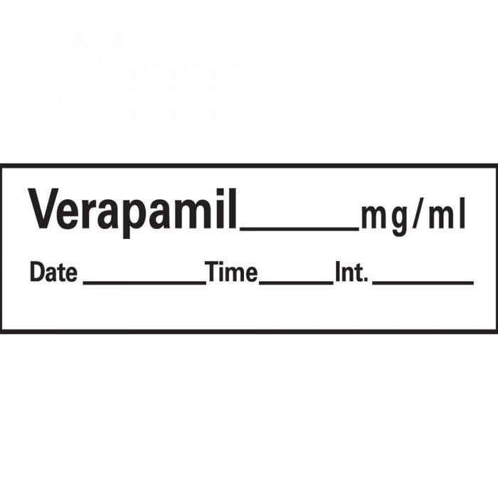 Anesthesia Tape With Date, Time, And Initial Removable Verapamil Mg/Ml 1" Core 1/2" X 500" Imprints White 333 500 Inches Per Roll