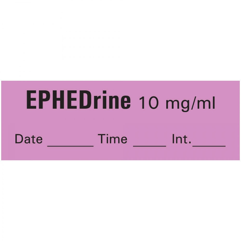 Anesthesia Tape With Date, Time, And Initial Removable Ephedrine 1"0 Mg/Ml 1 Core 1/2" X 500" Imprints Violet 333 500 Inches Per Roll