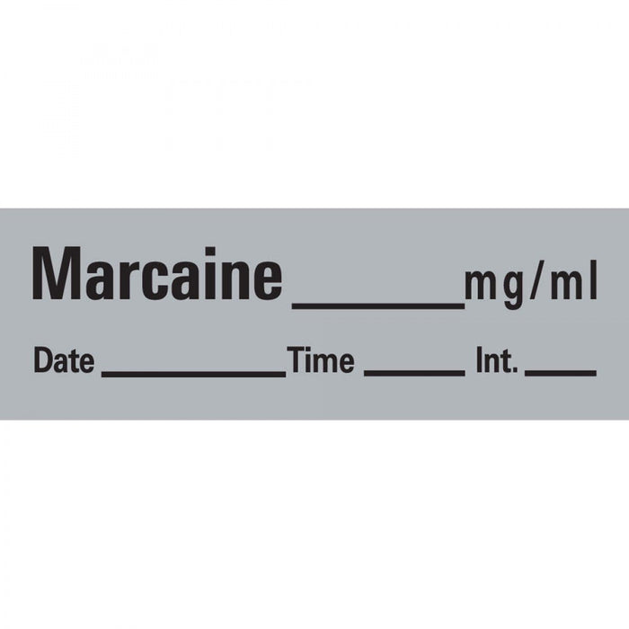 Anesthesia Tape With Date, Time, And Initial Removable Marcaine Mg/Ml 1" Core 1/2" X 500" Imprints Gray 333 500 Inches Per Roll