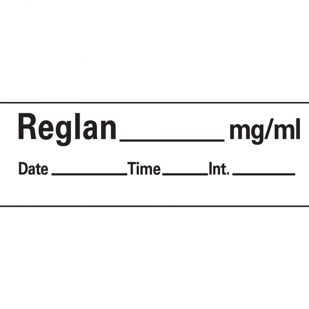 Anesthesia Tape With Date, Time, And Initial Removable Reglan Mg/Ml Date 1" Core 1/2" X 500" Imprints White 333 500 Inches Per Roll