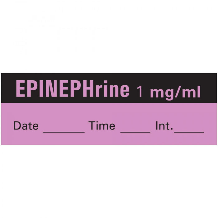 Anesthesia Tape With Date, Time, And Initial Removable Epinephrine 1 Mg/Ml 1" Core 1/2" X 500" Imprints Violet 333 500 Inches Per Roll