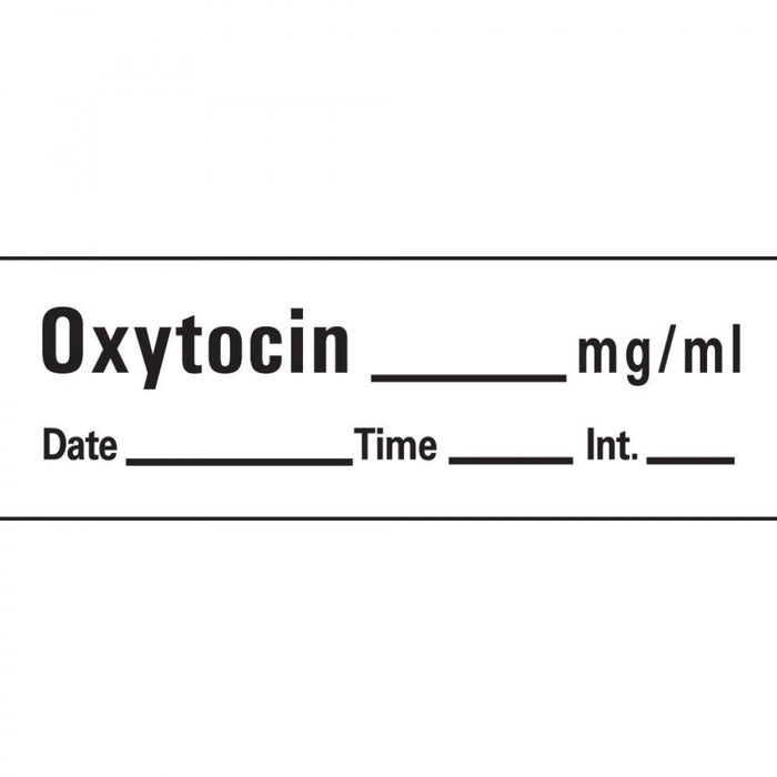 Anesthesia Tape With Date, Time, And Initial Removable Oxytocin Mg/Ml 1" Core 1/2" X 500" Imprints White 333 500 Inches Per Roll