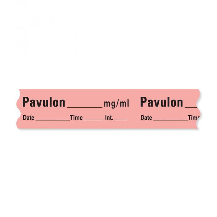 Anesthesia Tape With Date, Time, And Initial Removable Pavulon Mg/Ml 1" Core 1/2" X 500" Imprints Fl. Red 333 500 Inches Per Roll