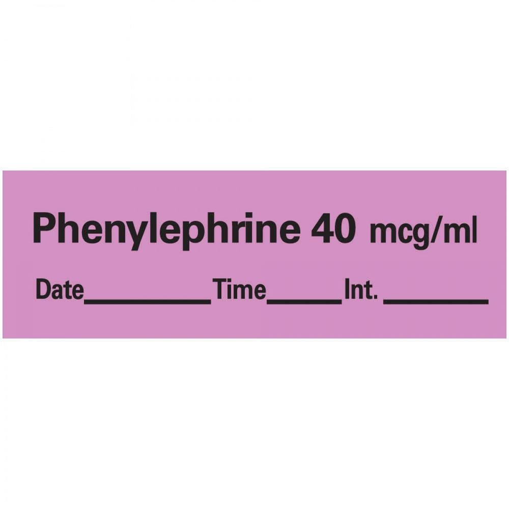 Anesthesia Tape With Date, Time, And Initial Removable Phenylephrine 40 Mcg/Ml 1" Core 1/2" X 500" Imprints Violet 333 500 Inches Per Roll