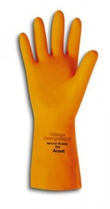 Ansell Flock-Lined Natural Rubber Latex Gloves - Flock-Lined Natural Rubber Latex Gloves, Orange, Size 9.0 - 192085