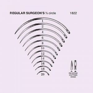 Anchor Products Reg Surgeon Needles - Surgical Needle, 3/8 Circle, Reverse Cut, Sterile, Size 14 - 1822-14DC