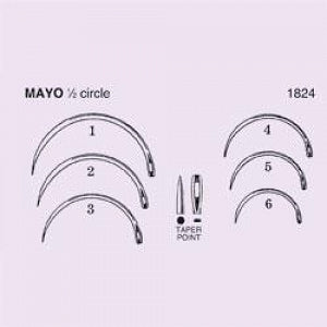 Anchor Products Mayo Catgut Surgical Needle - Mayo Catgut 1/2 Circle Suture Needle, Reusable, Taper Point, Sterile, Size 1 - 1824-1R