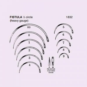 Anchor Products Fistula Needles - Fistula Needle, Reverse Cut, 1/2 Circle, Size 1 - 1832-1DC