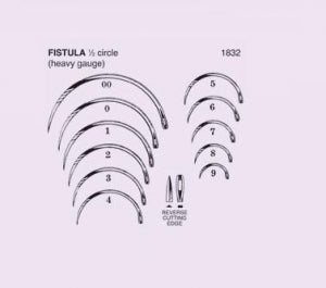 Anchor Products Fistula Needles - Fistula Needle, Reverse Cut, 1/2 Circle, Size 3 - 1832-3DG