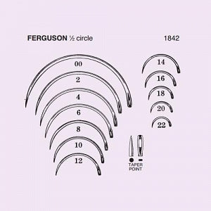 Anchor Products Ferguson Needles - 1/2 Circle Round Body Ferguson Needle with Taper Point, Size 14, Disposable Gross Boxes - 1842-14DG