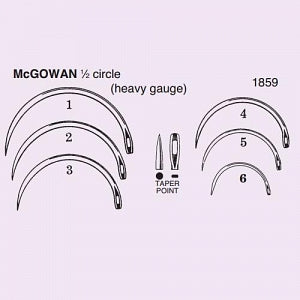 Anchor Prod McGowan Needle 1/2 Circle Taper Pt - McGowan Needle, 1/2 Circle, Taper Point, Size 4 - 1859-4DC