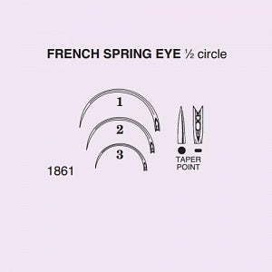 Anchor Products French Spring Eye Needle - French Spring-Eye Needle, 1/2 Circle, Taper Point, Size 1 - 1861-1DC