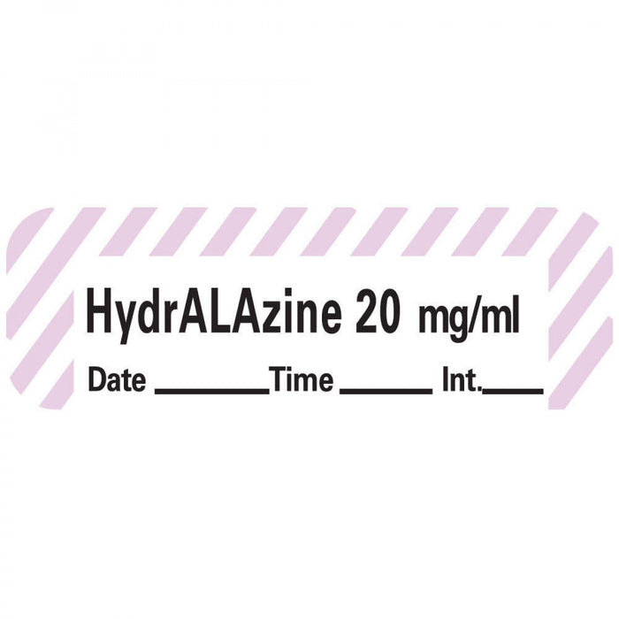 Anesthesia Tape With Date, Time, And Initial Removable Hydralazine 20 Mg/Ml 1" Core 1/2" X 500" Imprints White With Violet 333 500 Inches Per Roll