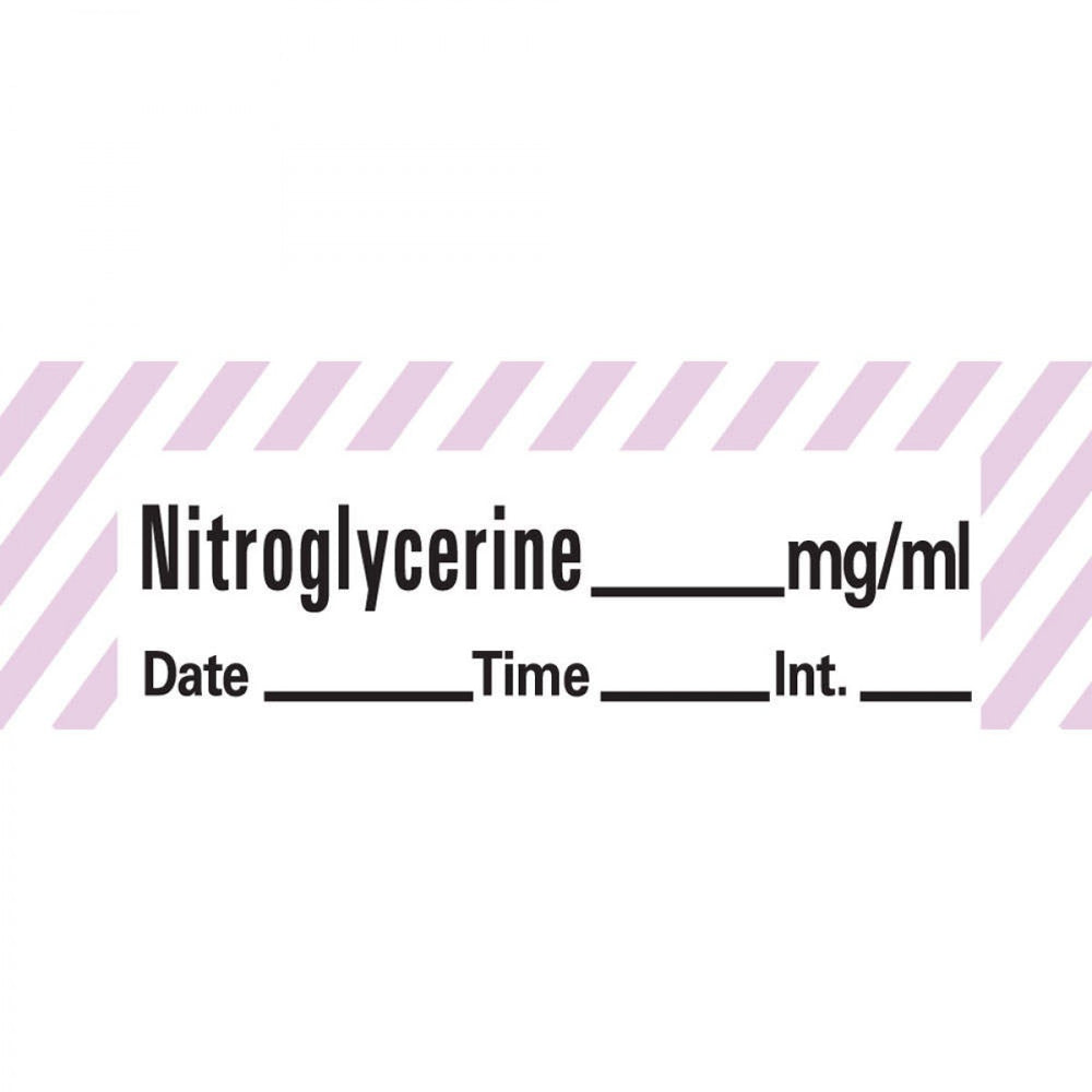 Anesthesia Tape With Date, Time, And Initial Removable Nitroglycerine Mg/Ml 1" Core 1/2" X 500" Imprints White With Violet 333 500 Inches Per Roll