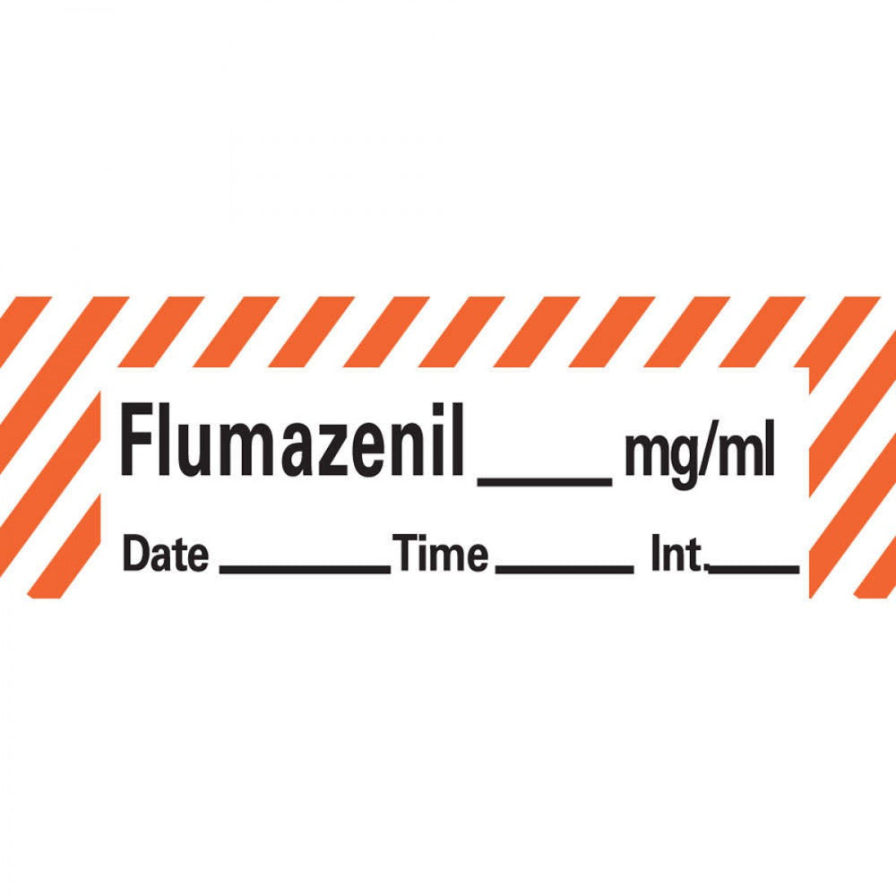 Anesthesia Tape With Date, Time, And Initial Removable Flumazenil Mg/Ml 1" Core 1/2" X 500" Imprints White With Fl. Red 333 500 Inches Per Roll