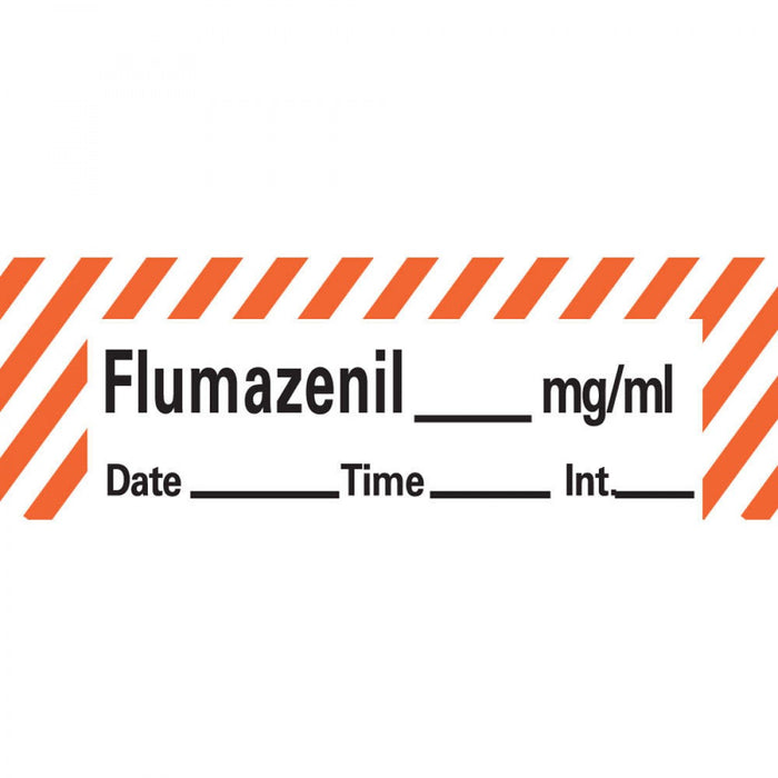 Anesthesia Tape With Date, Time, And Initial Removable Flumazenil Mg/Ml 1" Core 1/2" X 500" Imprints White With Fl. Red 333 500 Inches Per Roll