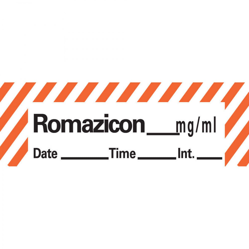 Anesthesia Tape With Date, Time, And Initial Removable Romazicon Mg/Ml 1" Core 1/2" X 500" Imprints White With Fl. Red 333 500 Inches Per Roll