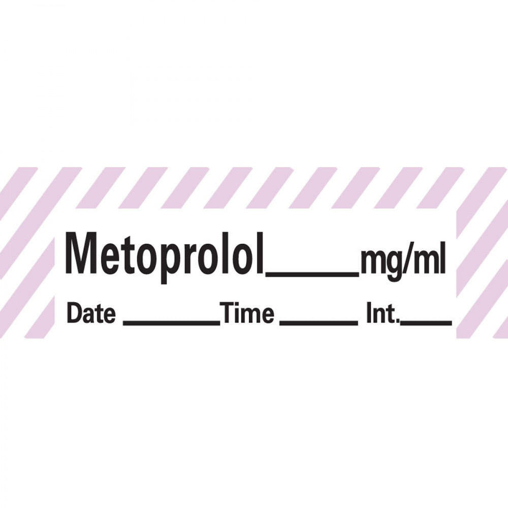 Anesthesia Tape With Date, Time, And Initial Removable Metoprolol Mg/Ml 1" Core 1/2" X 500" Imprints White With Violet 333 500 Inches Per Roll