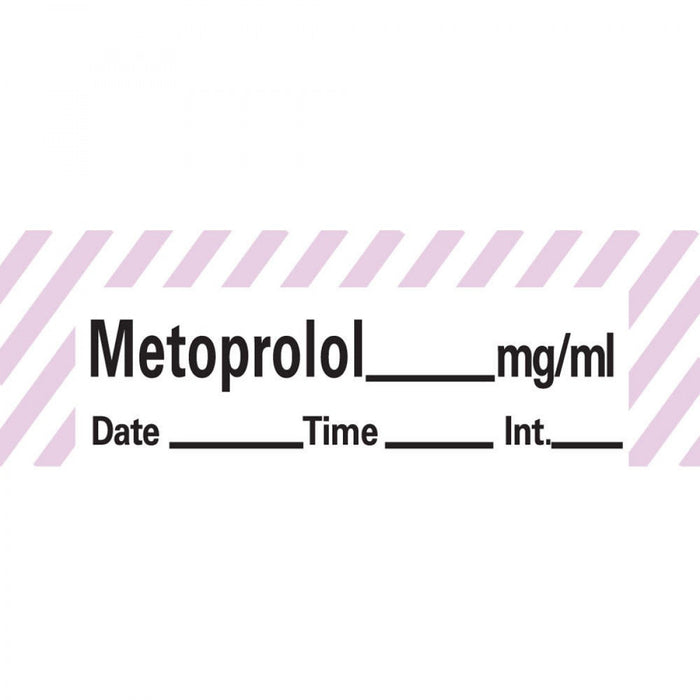 Anesthesia Tape With Date, Time, And Initial Removable Metoprolol Mg/Ml 1" Core 1/2" X 500" Imprints White With Violet 333 500 Inches Per Roll