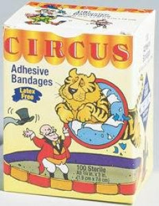 Derma Sciences Circus Stat Strip Bandages - Adhesive Stat Strip Bandage, Circus, 3/4" x 3" - 15600