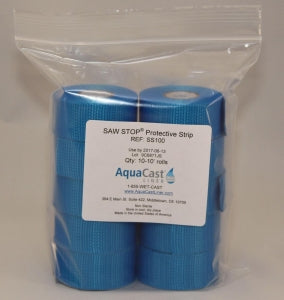 AquaCast Liner Saw Stop De-Flex Protective Strips - Cast Removal Strip, Standard Blue, 1.25" x 10' Roll, 10 Rolls / Pack - SS100