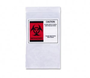 Associated Bag Co Biohazard Bags - Specimen Biohazard Bag with 6" x 9.5" Pocket Zip, 2 Mil - 14-91