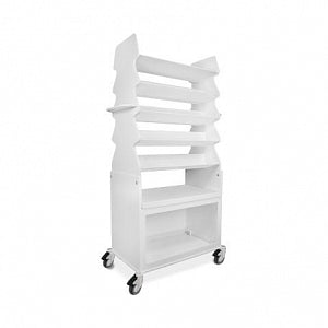 TrippNT Slanted Suture Carts with Bulk Storage Area - Extra Wide Tall Slanted Suture Cart with 10 Shelves, 27"W x 56"H x 17"D - 51939