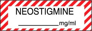 Medline Anesthesia Syringe Labels - Neostigmine Red-Striped mg / mL Tape - AT108