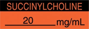 Medline Anesthesia Syringe Labels - Succinylcholine Fluorescent Red 20 mg / mL Tape - AT57E