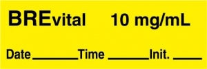 Centurion Centurion Anesthesia Syringe Labels - Brevital Yellow 10 mg / mL Tape - ATX102C