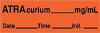 Medline Anesthesia Syringe Labels - Atracurium Fluorescent Red mg / mL Tape - ATX1586