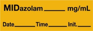 Medline Anesthesia Syringe Labels - Midazolam Orange mg / mL Tape - ATX165