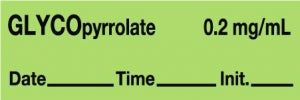 Medline Anesthesia Syringe Labels - Glycopyrrolate Light Green 0.2 mcg / mL Tape - ATX182G