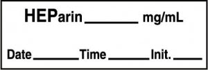 Medline Anesthesia Syringe Labels - Heparin White mg / mL Tape - ATX30