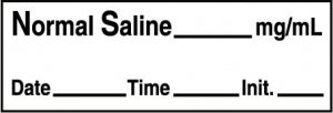 Medline Anesthesia Syringe Labels - Normal Saline White mg / mL Tape - ATX327W