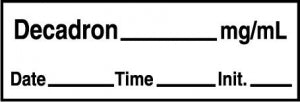 Medline Anesthesia Syringe Labels - Decadron White mg / mL Tape - ATX352W
