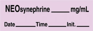 Medline Anesthesia Syringe Labels - Neo-Synephrine Lavender mg / mL Tape - ATX43