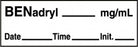 Medline Anesthesia Syringe Labels - Benadryl White mg / mL Tape - ATX9W