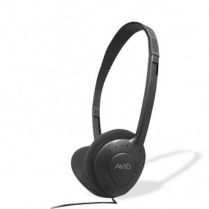 AVID Mono - Over the Head - Single Use Patient Headphones - Black Mono Headset with Solid Muff Foam Pad - AE-711M