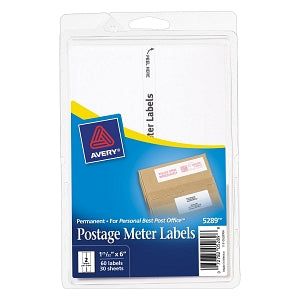 Avery Postage Meter Label - Permanent Adhesive Postage Meter Labels, Compatible with Pitney Bowes Personal Post Office #E700, 1-25/32" x 6", White - 05289