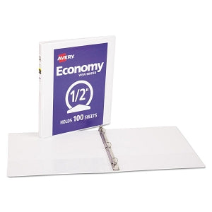 Avery Economy Round-Ring View Binders - White 0.5" Capacity Round Ring Economy View Binder - 05706