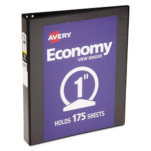 Avery Economy Round-Ring View Binders - Black 1" Capacity Round Ring Economy View Binder - 05710