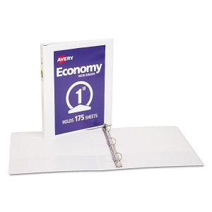 Avery Economy Round-Ring View Binders - White 1" Capacity Round Ring Economy View Binder - 05711