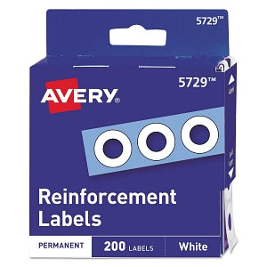 Avery Punched Hole Page Reinforcement - Dispenser Pack Hole Reinforcements, 0.25" dia., White, 200/Pack - 05729