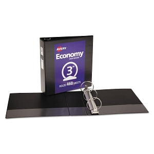 Avery Economy Round-Ring View Binders - Black 3" Capacity Round Ring Economy View Binder - 05740