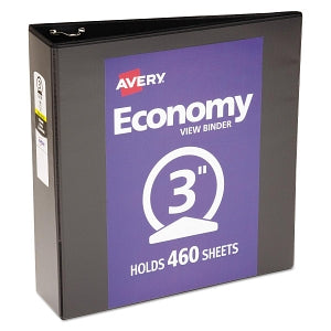 Avery Economy Round-Ring View Binders - Black 3" Capacity Round Ring Economy View Binder - 05740